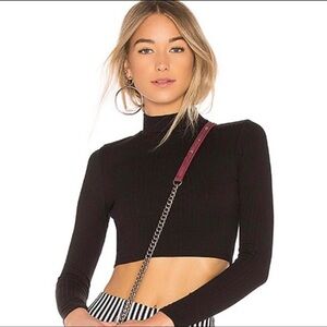 Privacy Please Black Ribbed Long Sleeve Crop Top